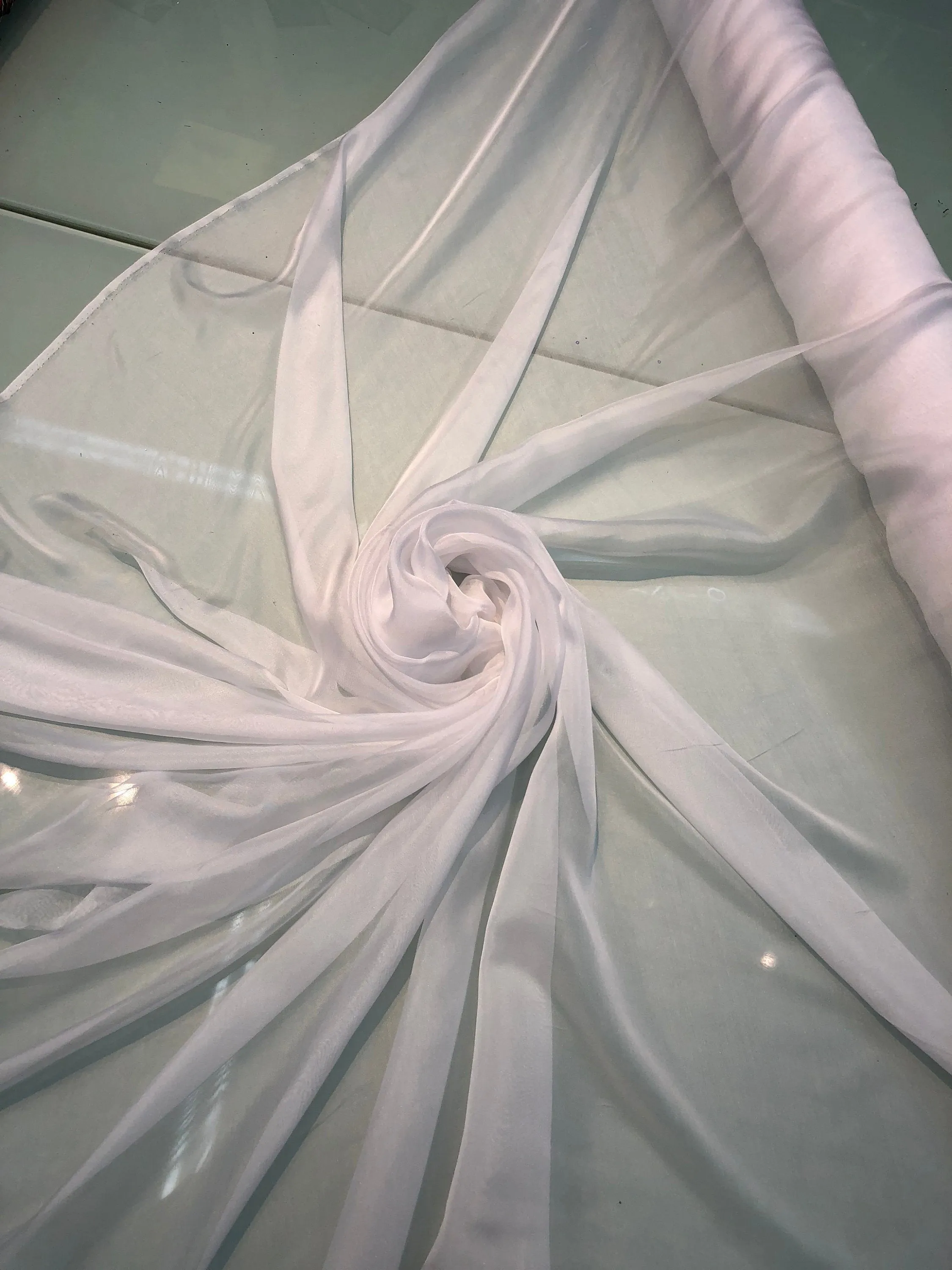 Silk chiffon 54&quot; wide    White silk french chiffon fabric sold by the yard