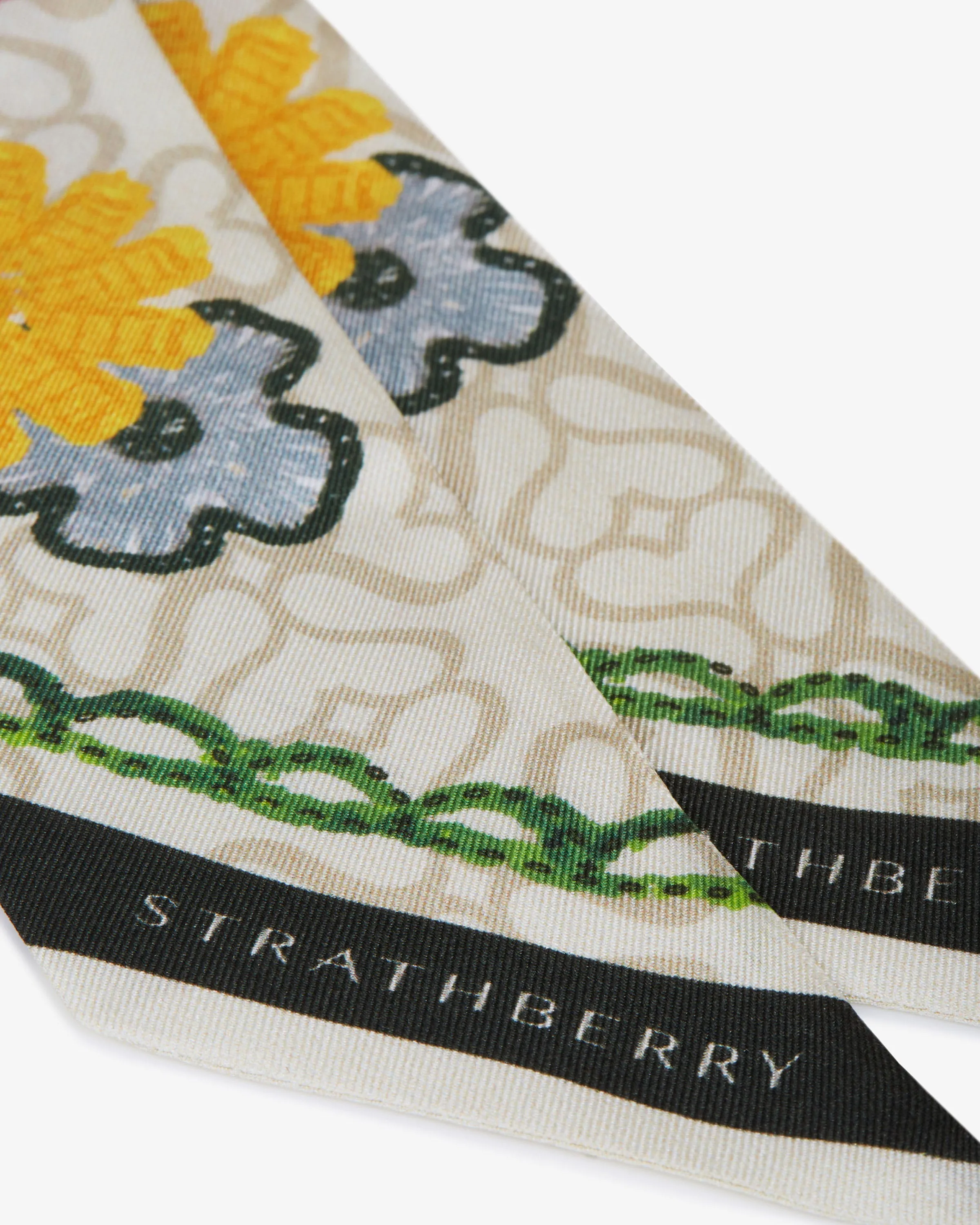 Silk Skinny Scarf - Monogram Floral Print Yellow/Green