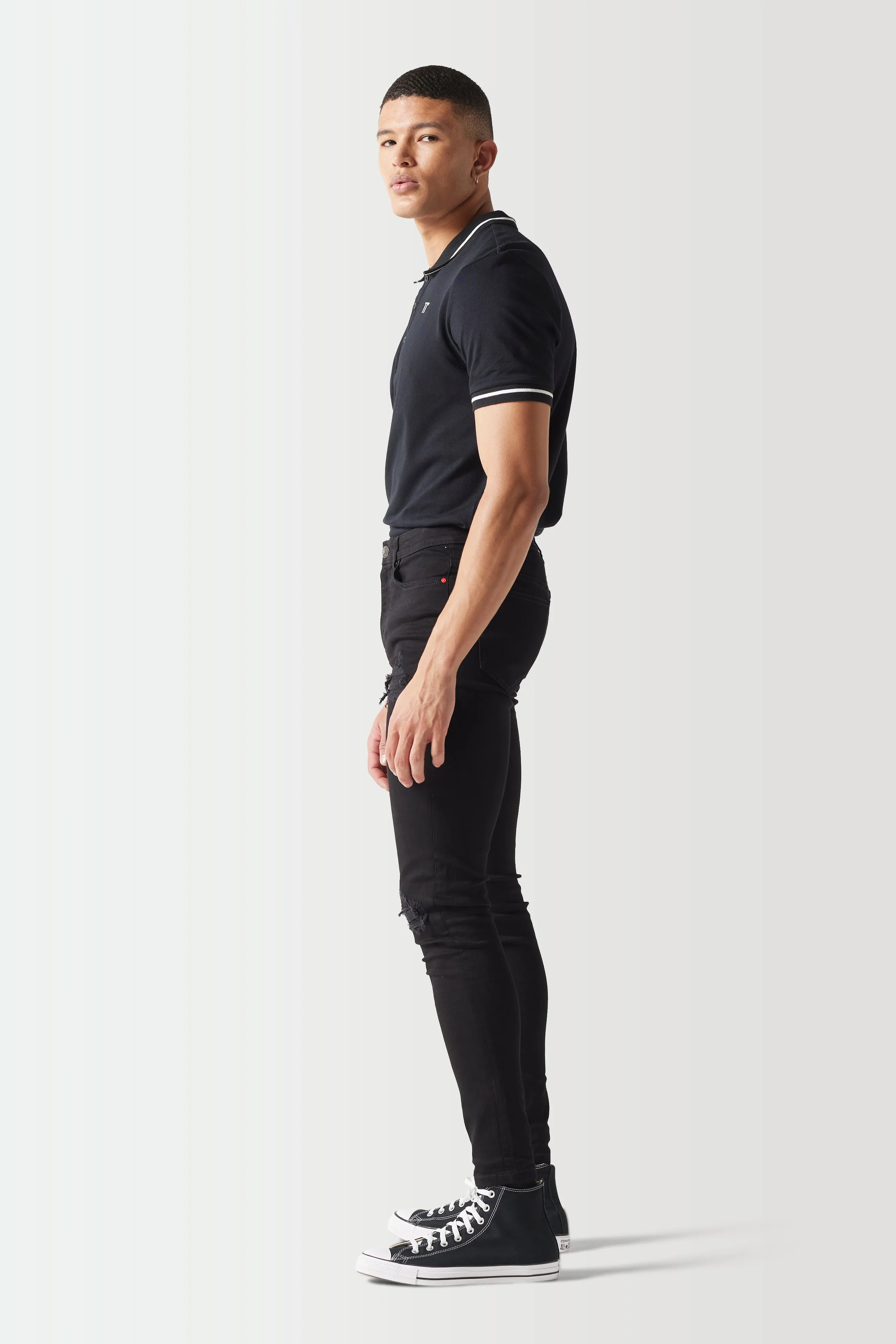 Skinny Sustainable Distressed Jeans - Jet Black