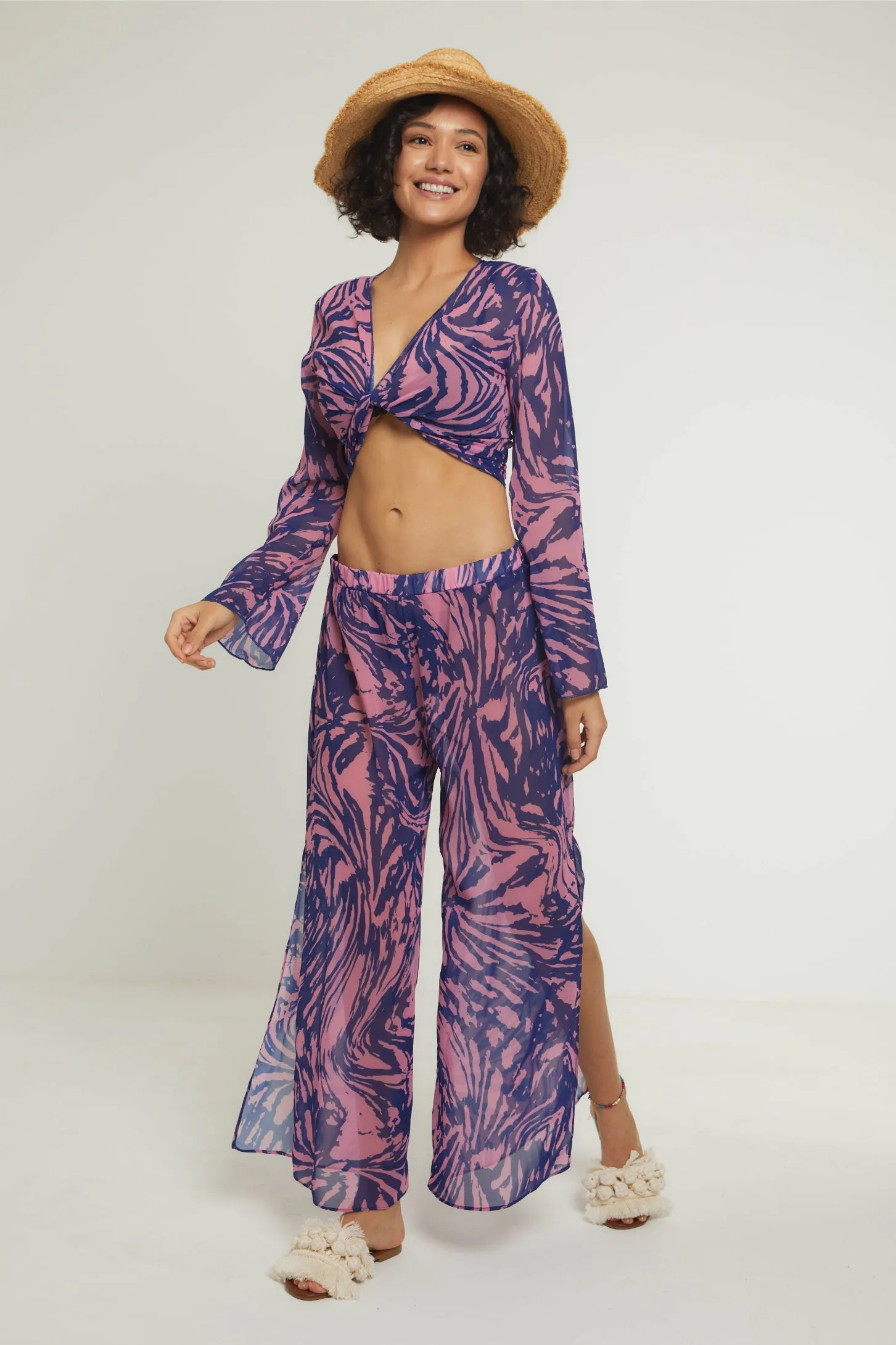 SUNNY DAYS FLARED PANTS - PURPLE