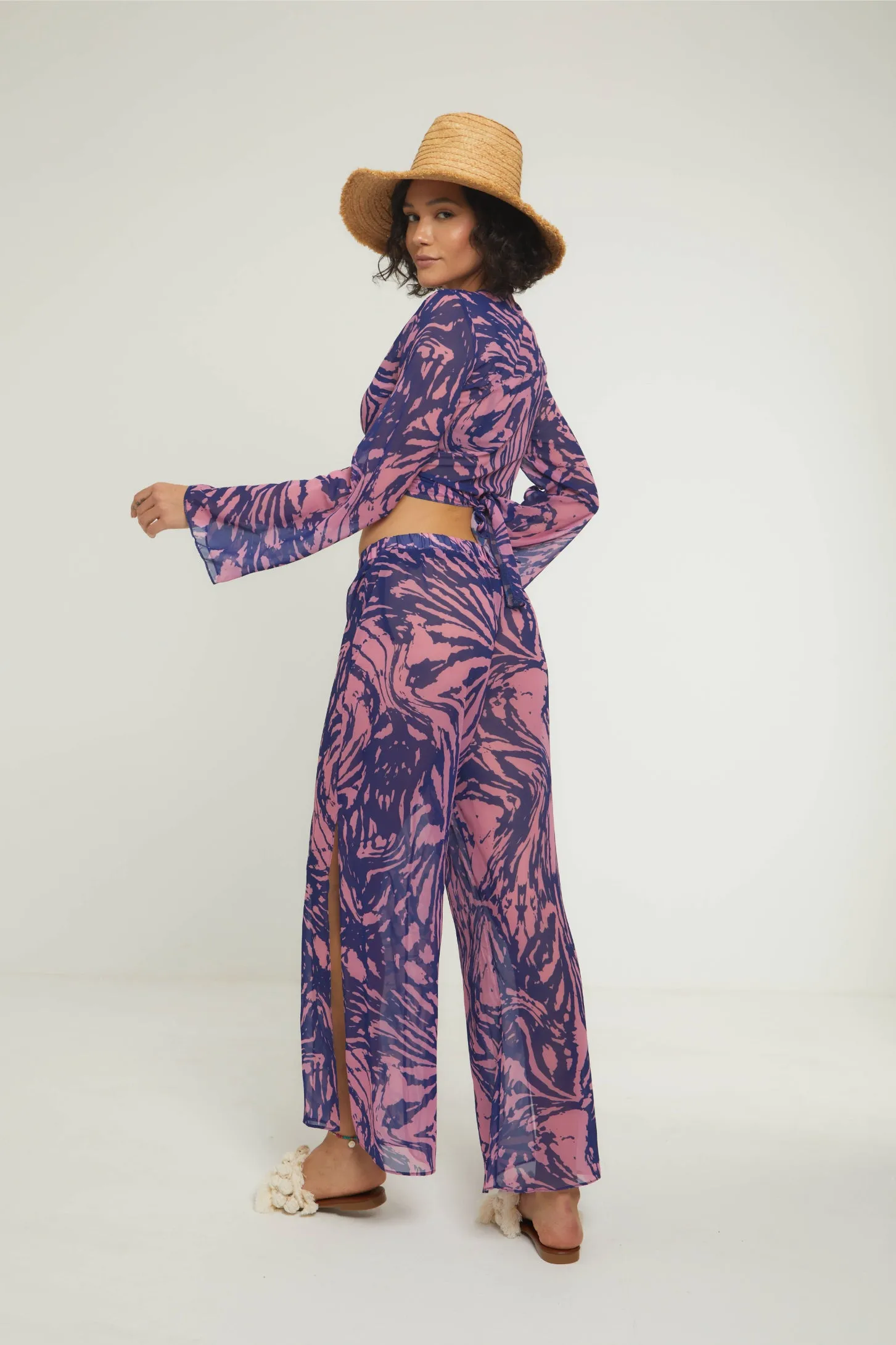 SUNNY DAYS FLARED PANTS - PURPLE