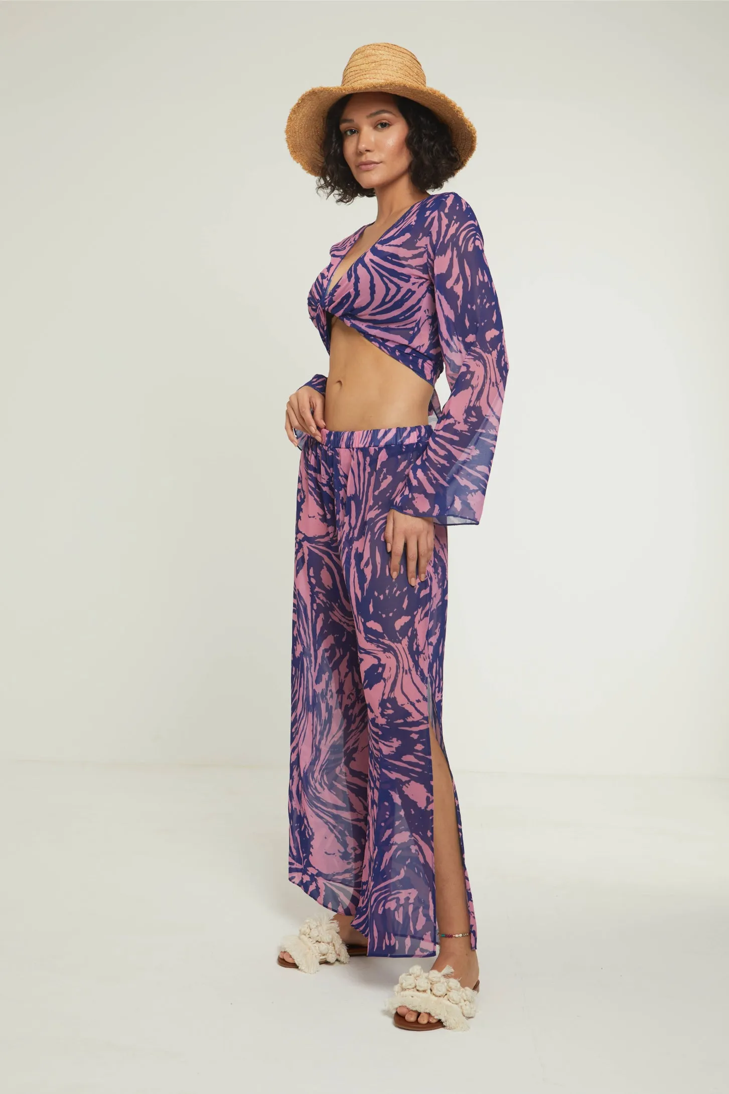 SUNNY DAYS FLARED PANTS - PURPLE