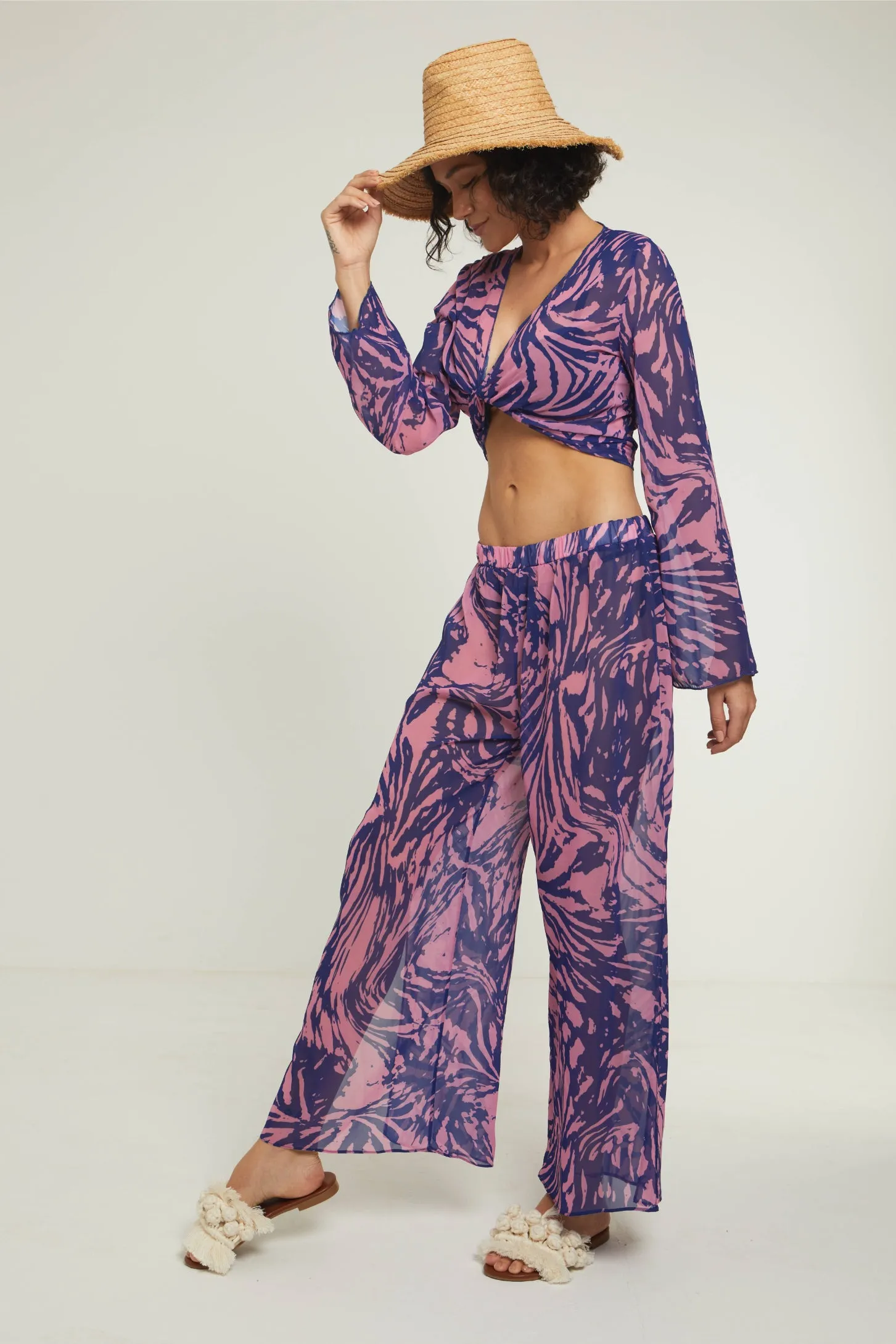 SUNNY DAYS FLARED PANTS - PURPLE