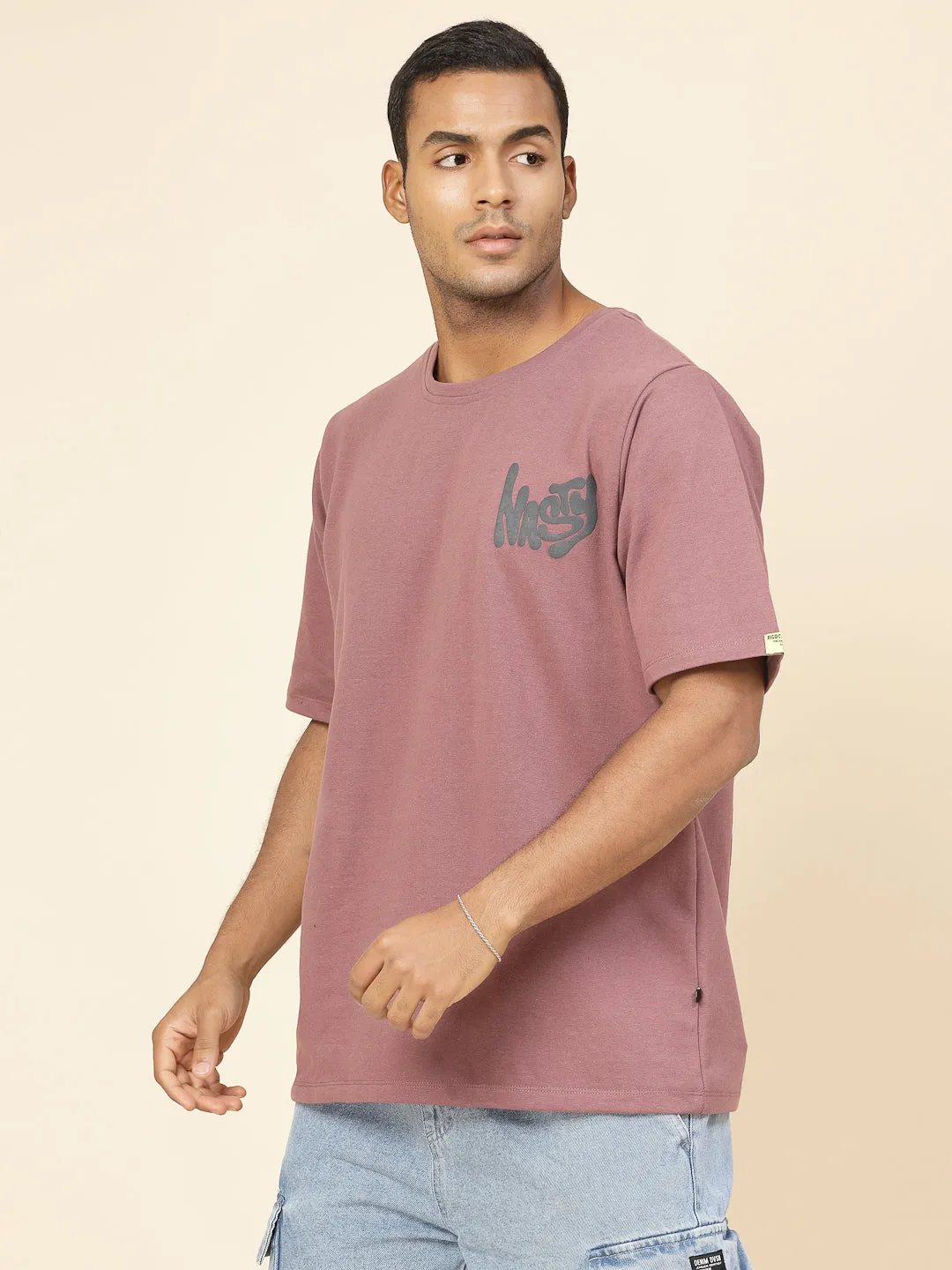 Terry Typo Puff Print Oversized Tee