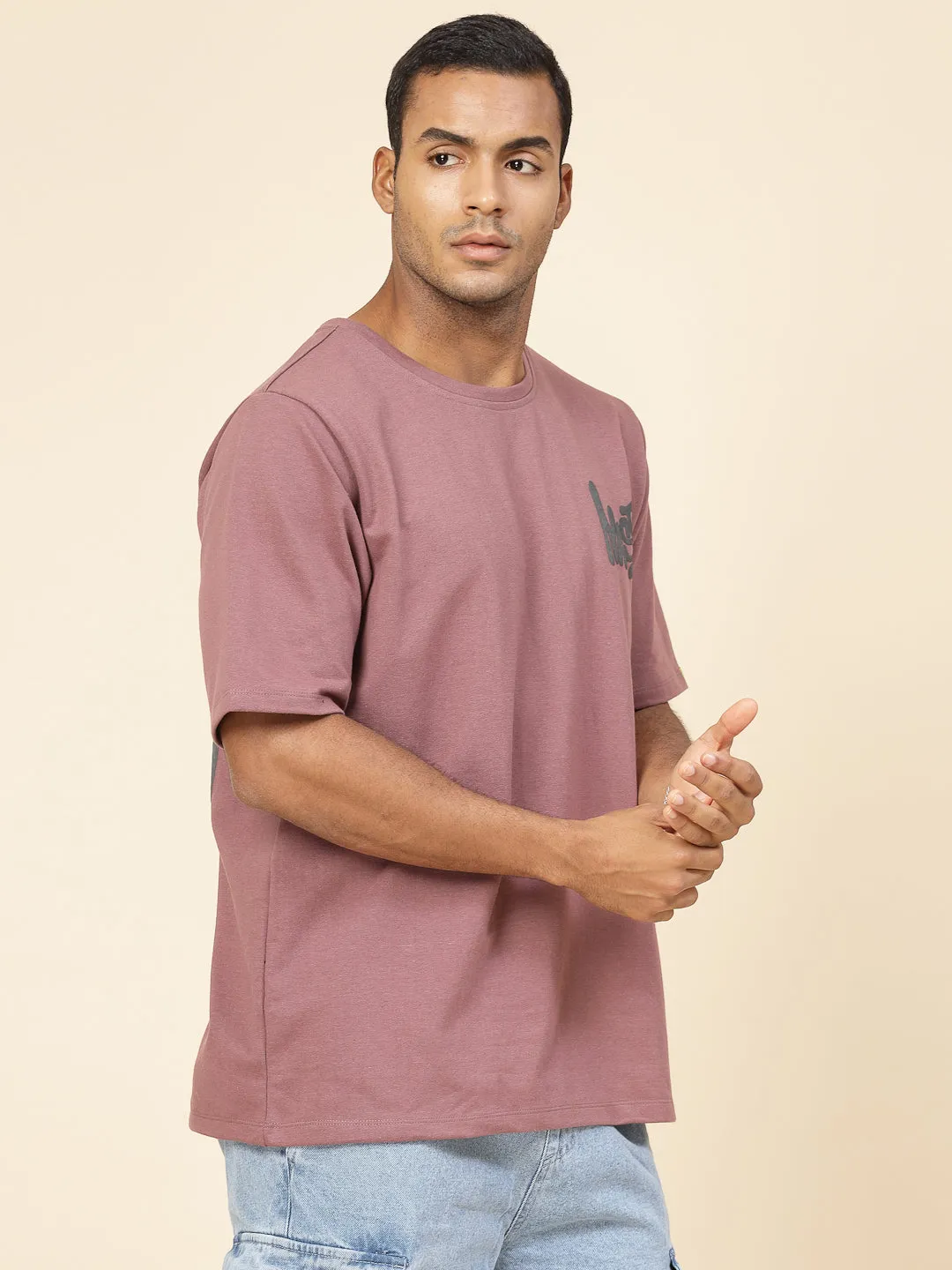 Terry Typo Puff Print Oversized Tee