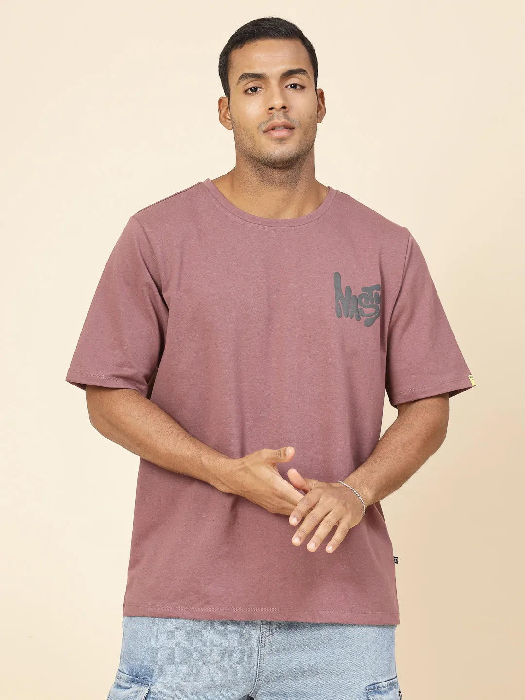 Terry Typo Puff Print Oversized Tee