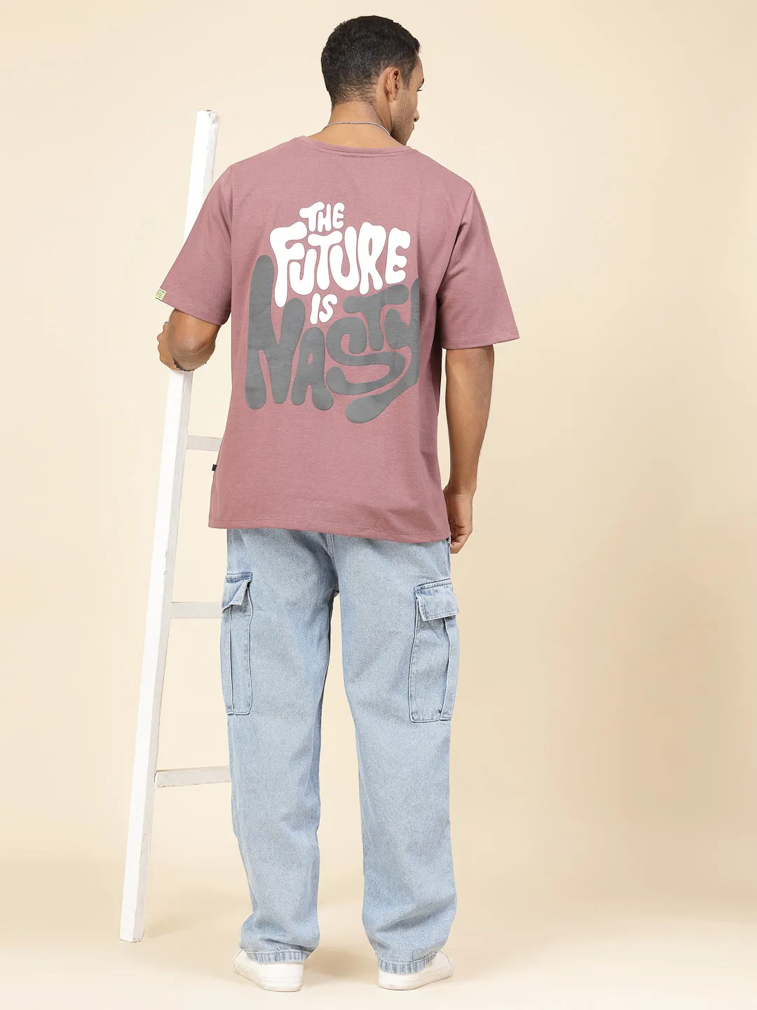 Terry Typo Puff Print Oversized Tee