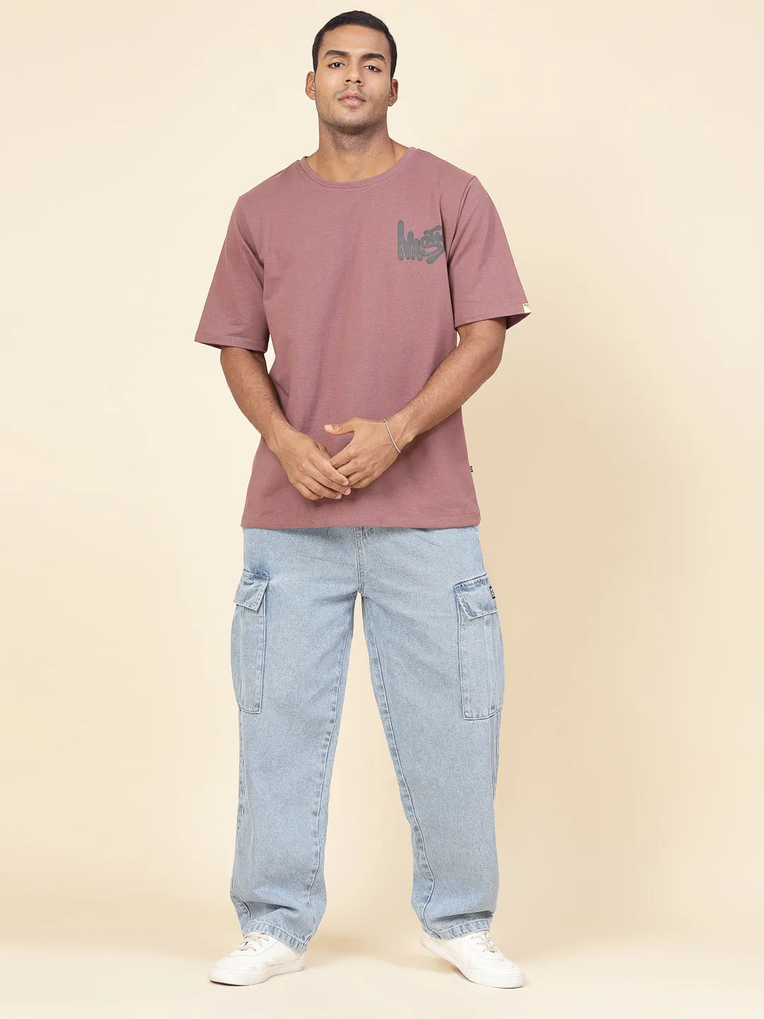 Terry Typo Puff Print Oversized Tee