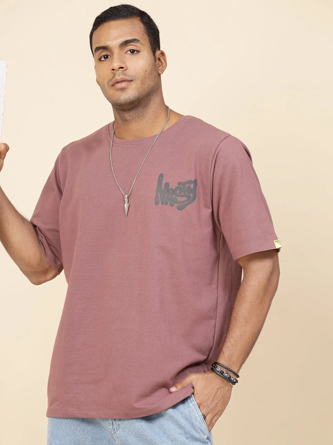 Terry Typo Puff Print Oversized Tee