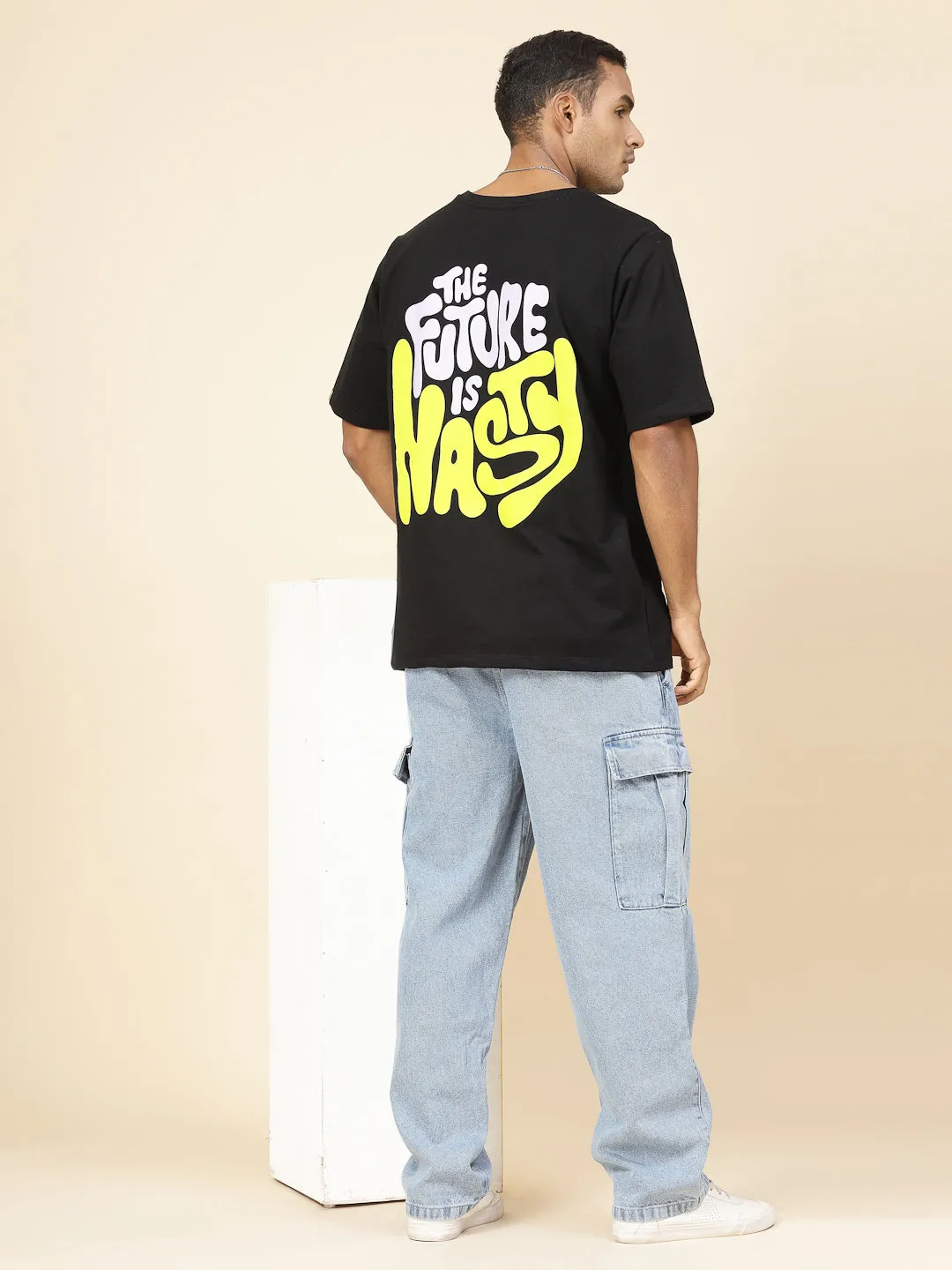 Terry Typo Puff Print Oversized Tee