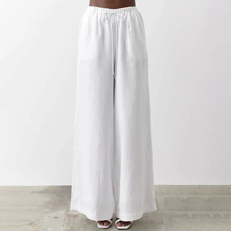 Thin cotton and linen loose casual wide-leg pants