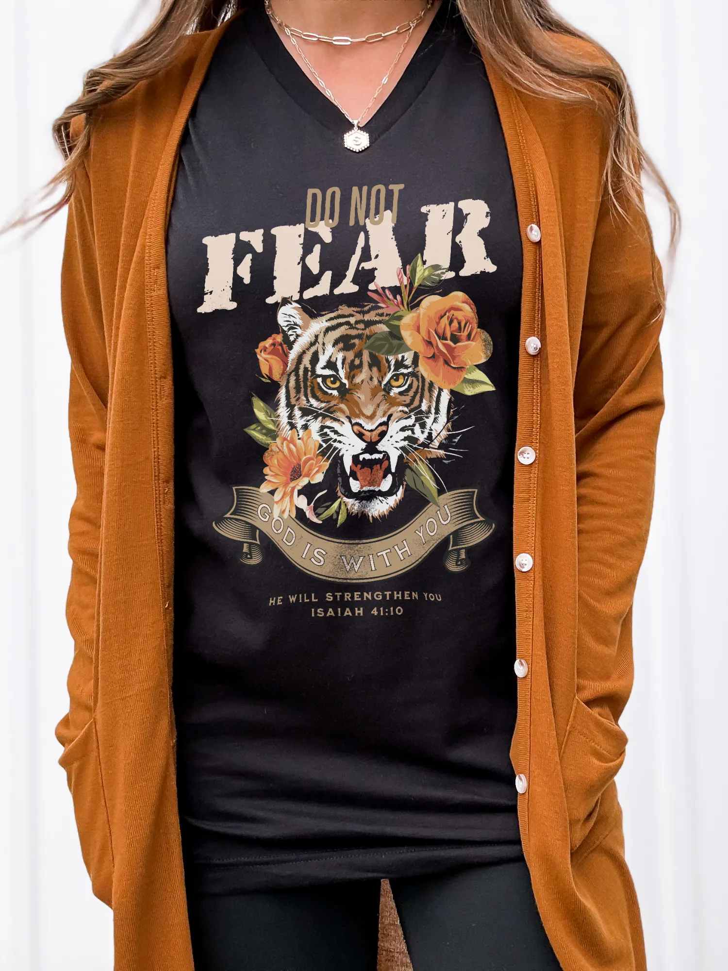 Tiger Do Not Fear V Neck