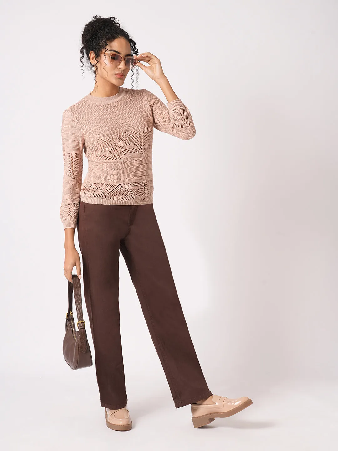 Women Sepia High-Rise Loose Straight Jeans