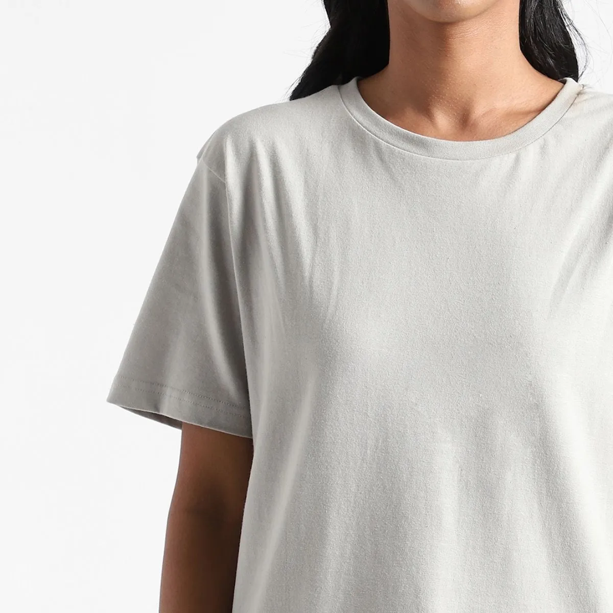 Women's Round Neck T-shirt | Soft Cotton | Comfort Fit | Silver Grey