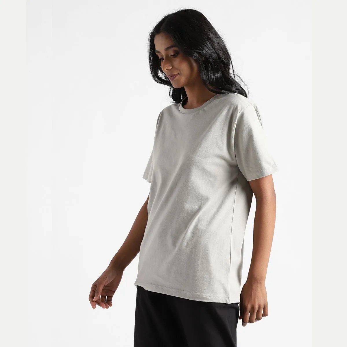 Women's Round Neck T-shirt | Soft Cotton | Comfort Fit | Silver Grey