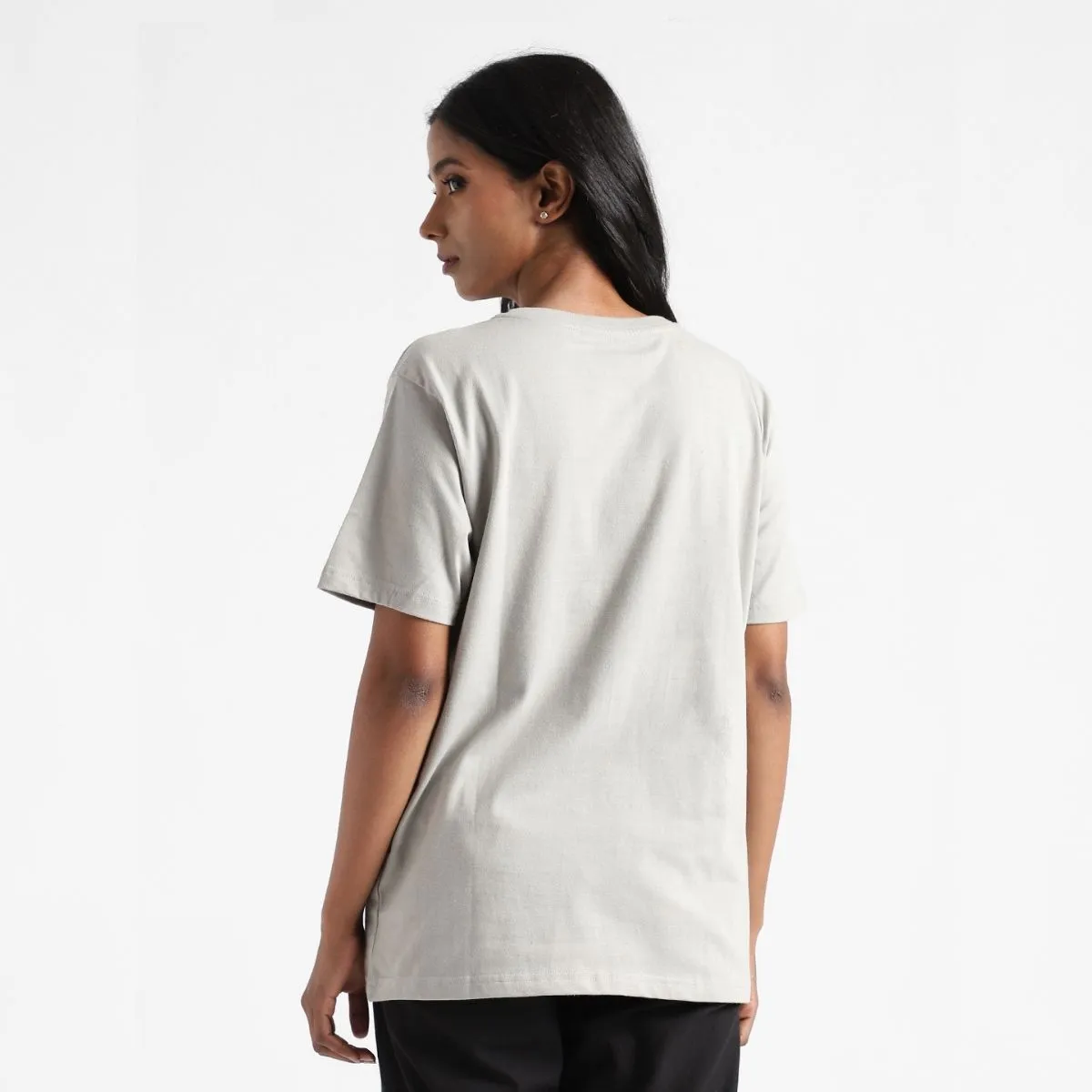 Women's Round Neck T-shirt | Soft Cotton | Comfort Fit | Silver Grey