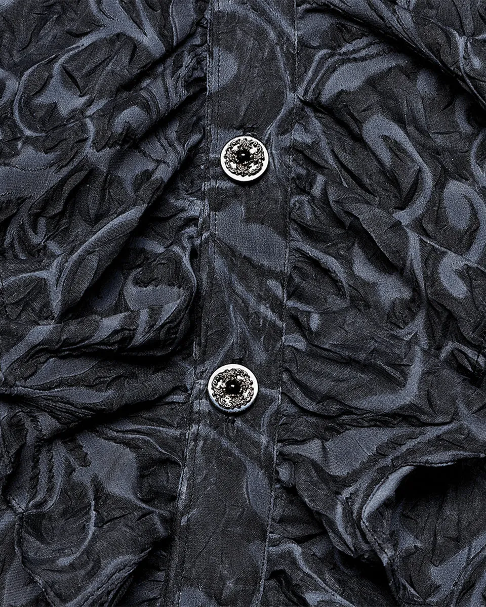 WY-1446 Mens Gothic Embossed Chiffon Dress Shirt - Grey
