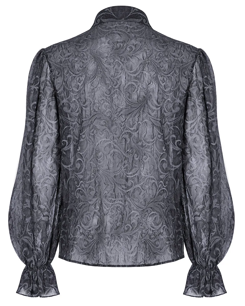 WY-1446 Mens Gothic Embossed Chiffon Dress Shirt - Grey