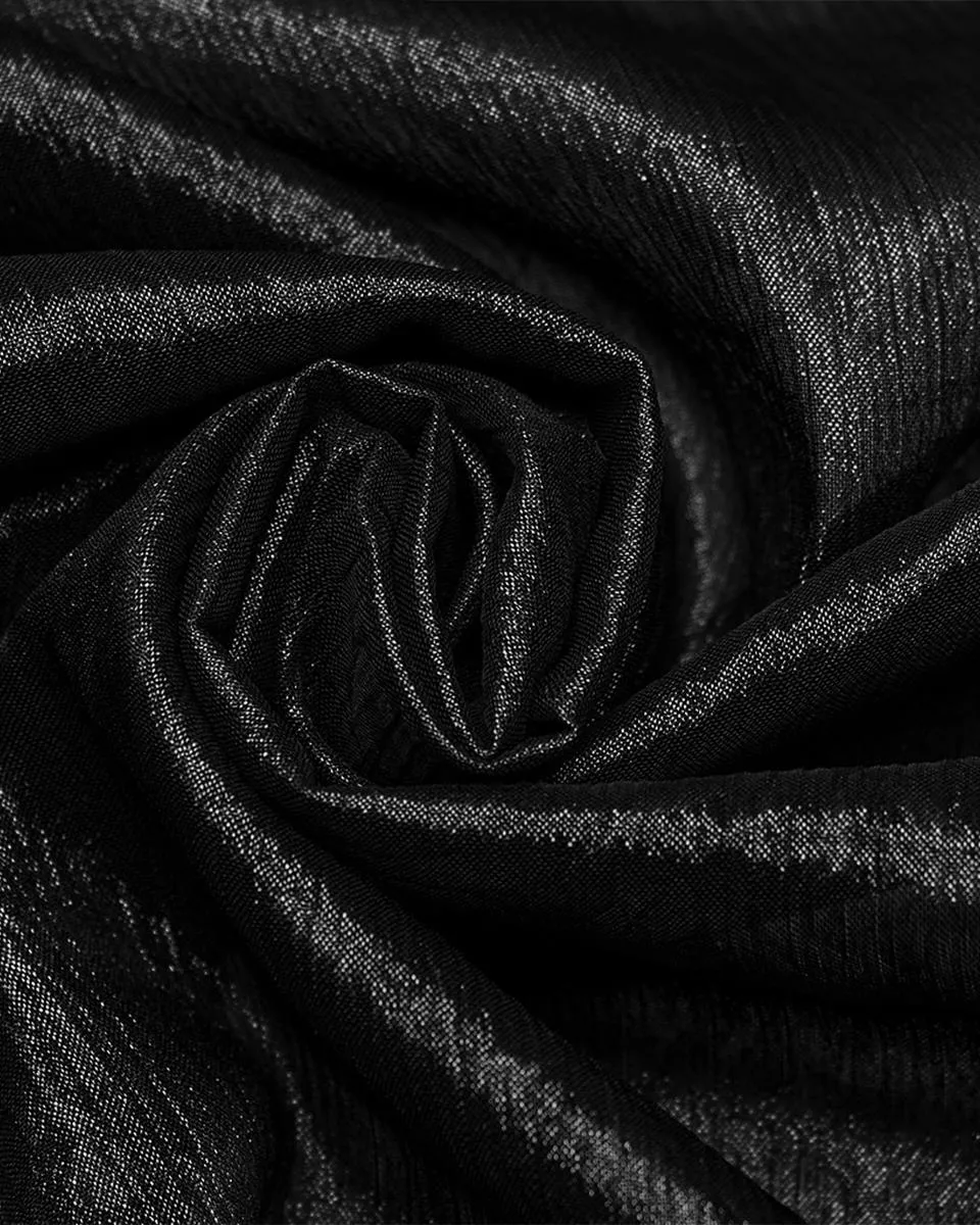 WY-1607CCM-BKM Mens Romantic Gothic Dark Shimmer Chiffon Ruffled Poet Shirt